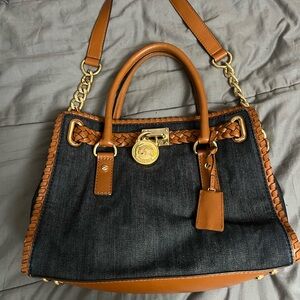 MICHAEL KORS denim and leather handbag